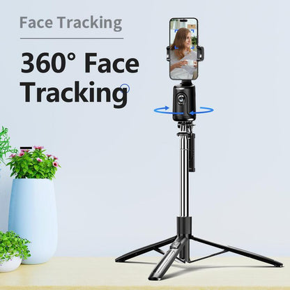 Smart AI Facial Recognition Smartphone Tripod, Summer Outdoor Selfie Photography Accessories, 360° Face Tracking Mobile Phone Pan & Tilt Stand, Outdoor AI Facial Tracking & Panoramic Tracking & Stabilization for Home & Outdoor, Stocking Fillers Gift