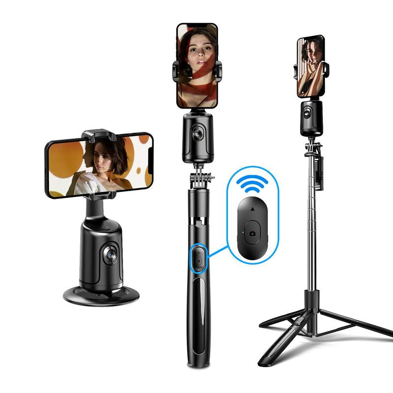 Smart AI Facial Recognition Smartphone Tripod, Summer Outdoor Selfie Photography Accessories, 360° Face Tracking Mobile Phone Pan & Tilt Stand, Outdoor AI Facial Tracking & Panoramic Tracking & Stabilization for Home & Outdoor, Stocking Fillers Gift