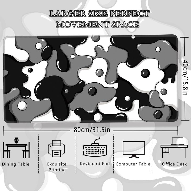 Abstract Pattern Mouse Pad, Rectangle Gaming Mouse Pad, Non-Slip Rubber Base Mouse Keyboard Pad, Decorative Desk Mat for Home Office